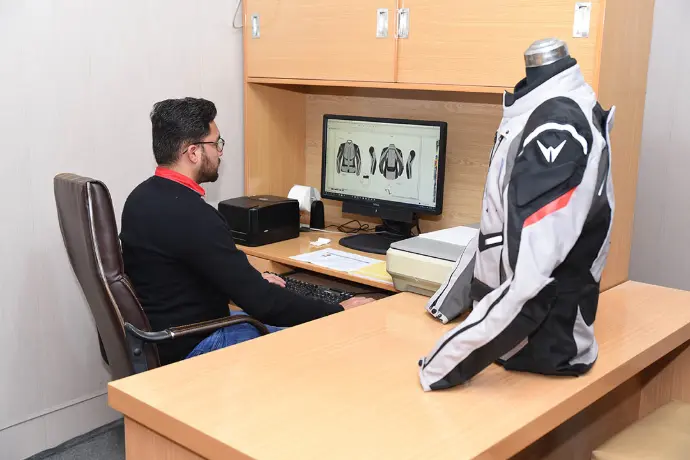 Motorcycle apparel sample development and tech pack review process