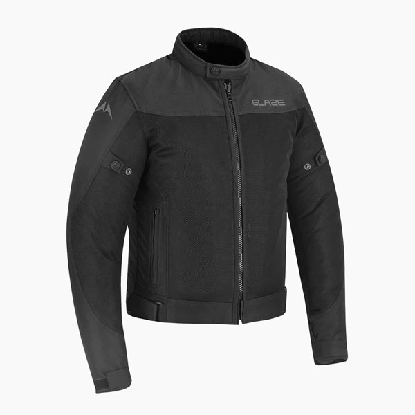 Carbon Black Mesh Motorcycle Jacket 3/4 View