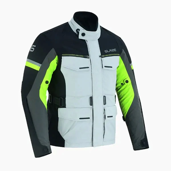 Accel Grey Black Fluo Touring Motorcycle Jacket 3/4 View