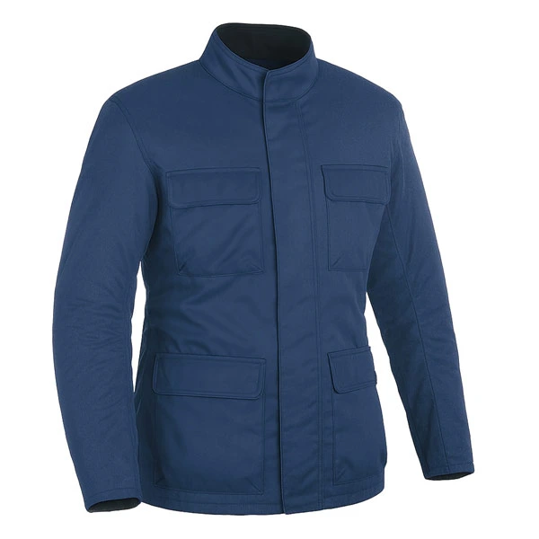 Urbex navy motorcycle jacket 3/4 front view