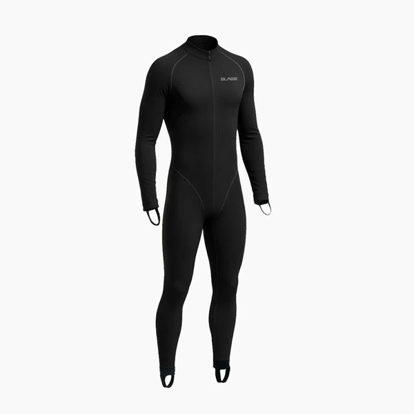 ThermoSkin Black Motorcycle Undersuit – 3/4 Front View