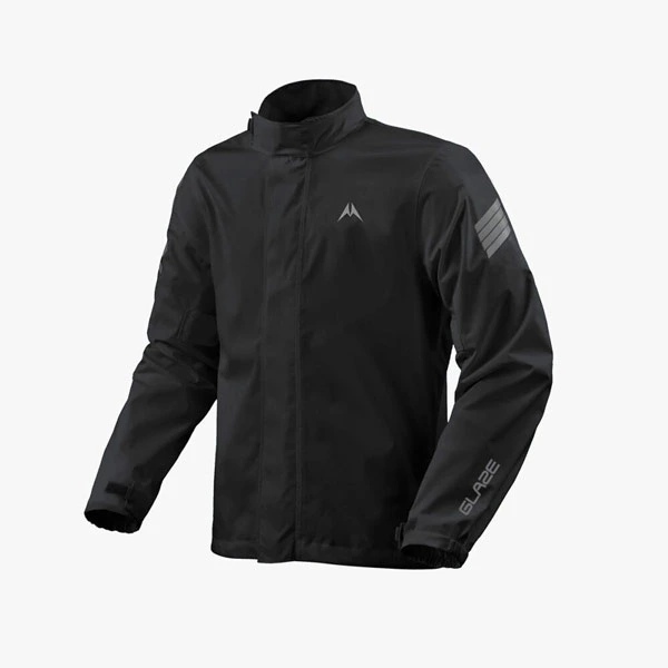 Monsoon Black Motorcycle Rain Jacket – 3/4 Front View