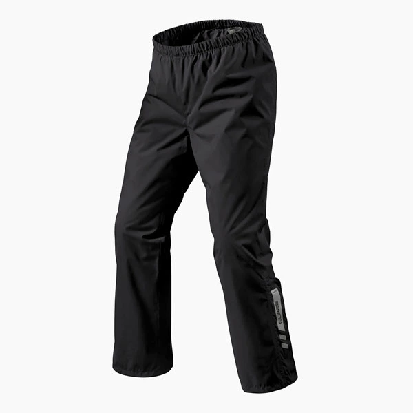AquaDefend Black Motorcycle Rain Pants – 3/4 Front View