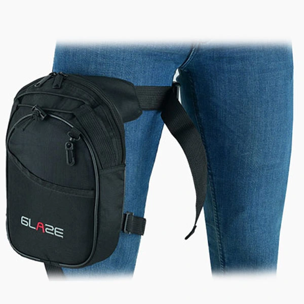 CarryX Black Motorcycle Leg Bag – 3/4 View Thigh Storage Pack