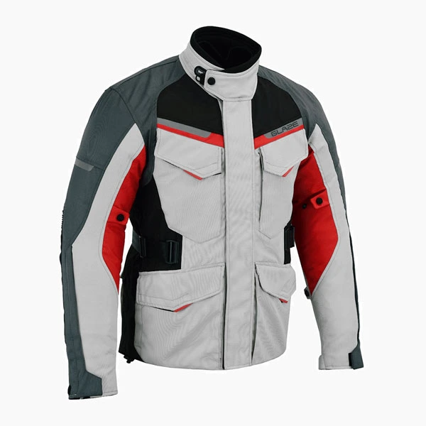 Arbiter Grey Black Red Touring Motorcycle Jacket 3/4 View