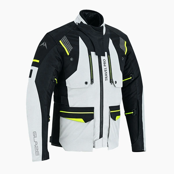 Anomaly grey Black Fluo Touring Motorcycle Jacket 3/4 View