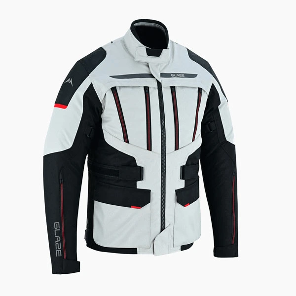 Agile Grey Black Red Touring Motorcycle Jacket 3/4 View