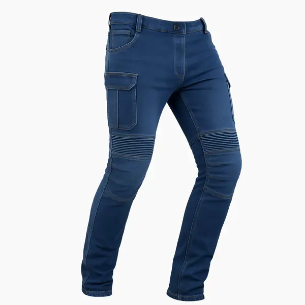 Throttle Blue Cargo Kevlar Riding Jeans – Motorcycle Protective Pants 3/4 View