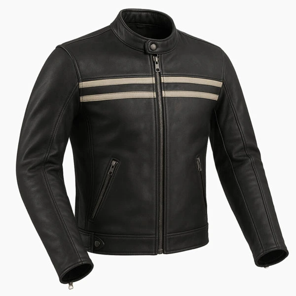 Streetline Black Leather Motorcycle Jacket 3/4 View