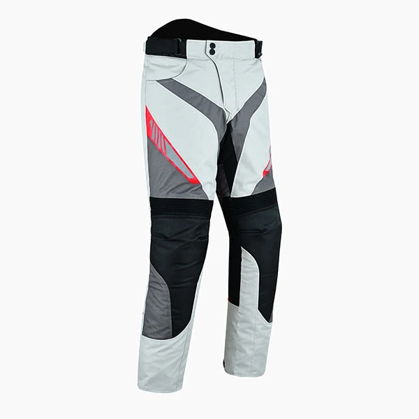 Fearless light grey and black motorcycle riding pants 3/4 view