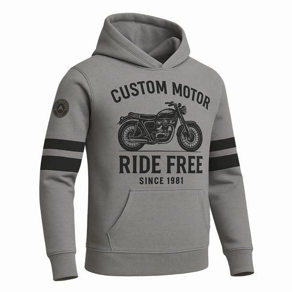 Freeway Grey Armored Kevlar Motorcycle Hoodie 3/4 View