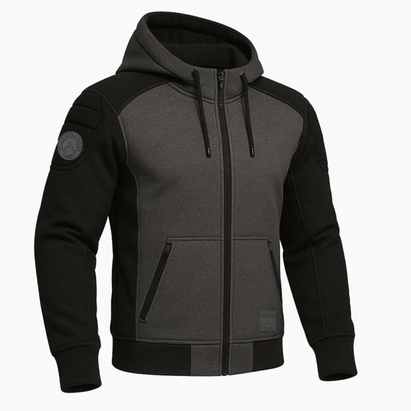 ThrottleX Black Grey Armored Kevlar Motorcycle Hoodie 3/4 View