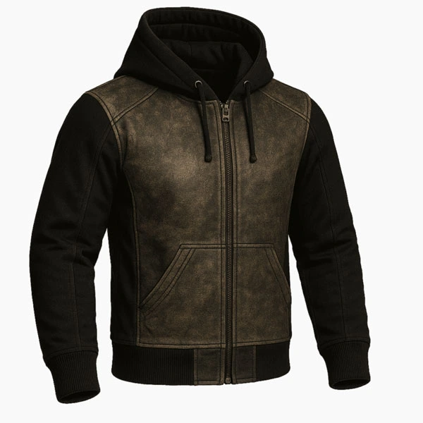 RoadPhantom Brown Black Armored Kevlar Motorcycle Hoodie 3/4 View