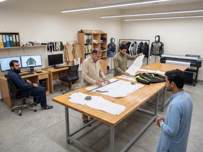 Glaze MFG technical review and motorcycle apparel pattern development department