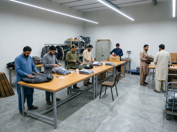 Motorcycle apparel packaging and order preparation department at Glaze MFG