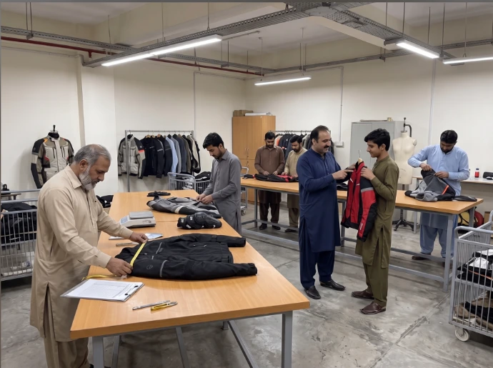 Motorcycle apparel quality inspection and final checking at Glaze MFG